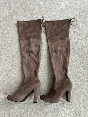 Women's Over-the-Knee Suede High Heel Boots - Brown